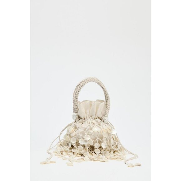 ZARA PEARLESCENT APPLIQUÉ HANDBAG - Picture 1 of 6
